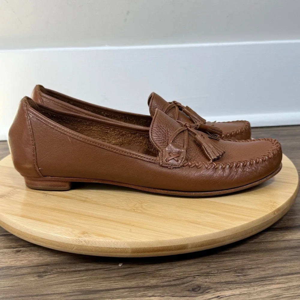 Good Cole Haan Loafers Womens 10 Brown Good Tassel Pebbled Leather Flats